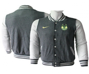 Men's Milwaukee Bucks Gray Stitched NBA Jacket