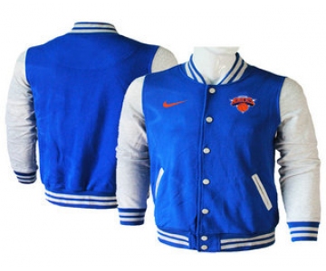 Men's New York Knicks Blue Stitched NBA Jacket