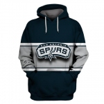 Spurs Black All Stitched Hooded Sweatshirt