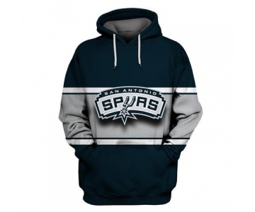 Spurs Black All Stitched Hooded Sweatshirt