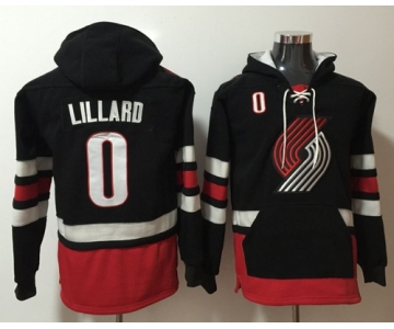 Blazers #0 Damian Lillard Black Name & Number Pullover NBA Hoodie