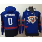 Thunder #0 Russell Westbrook Blue Name & Number Pullover NBA Hoodie