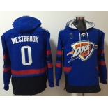 Thunder #0 Russell Westbrook Blue Name & Number Pullover NBA Hoodie