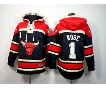 Chicago Bulls #1 Derrick Rose Black Hoodie