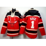 Chicago Bulls #1 Derrick Rose Red Hoodie