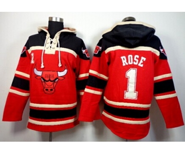 Chicago Bulls #1 Derrick Rose Red Hoodie