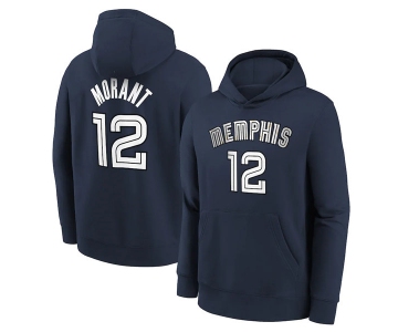 Men's Memphis Grizzlies #12 Ja Morant 2021 Navy Pullover Hoodie