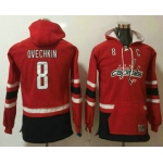 Youth Washington Capitals #8 Alex Ovechkin NEW Red Pocket Stitched NHL Old Tim Hockey Hoodie