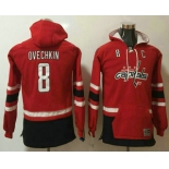 Youth Washington Capitals #8 Alex Ovechkin NEW Red Pocket Stitched NHL Old Tim Hockey Hoodie