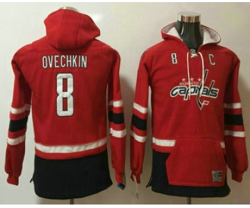 Youth Washington Capitals #8 Alex Ovechkin NEW Red Pocket Stitched NHL Old Tim Hockey Hoodie