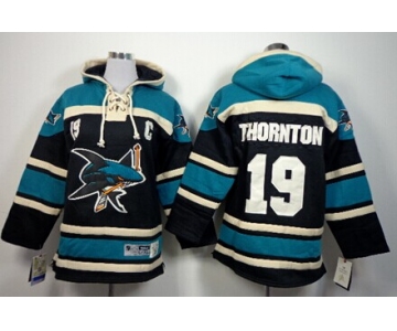 Old Time Hockey San Jose Sharks #19 Joe Thornton Black Kids Hoodie