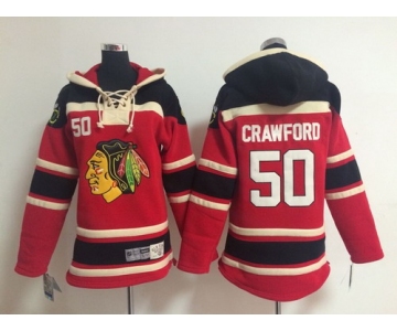 Old Time Hockey Chicago Blackhawks #50 Corey Crawford Red Kids Hoodie