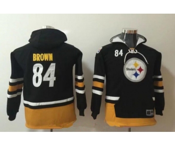 Youth Pittsburgh Steelers #84 Antonio Brown NEW Black Pocket Stitched NFL Pullover Hoodie