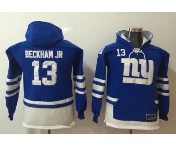 Youth New York Giants #13 Odell Beckham Jr NEW Royal Blue Pocket Stitched NFL Pullover Hoodie