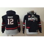 Youth New England Patriots #12 Tom Brady NEW Navy Blue Pocket Stitched NFL Pullover Hoodie