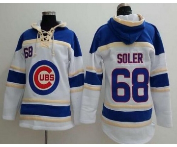 Men's Chicago Cubs #68 Jorge Soler White Baseball MLB Hoodie