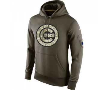 Men's Chicago Cubs Nike Olive Salute To Service KO Performance Hoodie