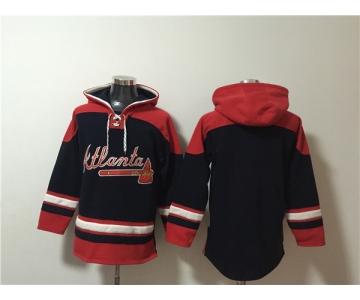 Men's Atlanta Braves Blank Black Red Ageless Must-Have Lace-Up Pullover Hoodie