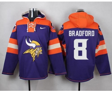 Nike Vikings #8 Sam Bradford Purple Player Pullover NFL Hoodie