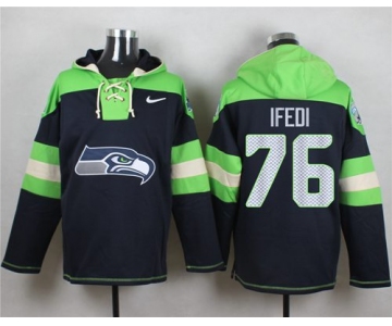 Nike Seahawks #76 Germain Ifedi Navy Blue Player Pullover NFL Hoodie