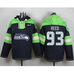 Nike Seahawks #93 Jarran Reed Navy Blue Player Pullover NFL Hoodie