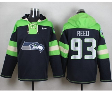 Nike Seahawks #93 Jarran Reed Navy Blue Player Pullover NFL Hoodie