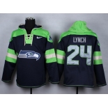 Nike Seattle Seahawks #24 Marshawn Lynch 2014 Navy Blue Hoodie