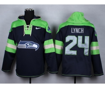 Nike Seattle Seahawks #24 Marshawn Lynch 2014 Navy Blue Hoodie