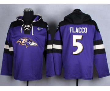 Men's Baltimore Ravens #5 Joe Flacco Purple Team Color 2014 NFL Nike Hoodie