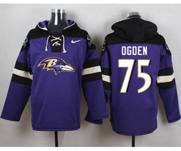 Nike Ravens #75 Jonathan Ogden Purple Player Pullover NFL Hoodie