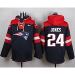 Nike Patriots #24 Cyrus Jones Navy Blue Player Pullover NFL Hoodie