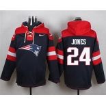 Nike Patriots #24 Cyrus Jones Navy Blue Player Pullover NFL Hoodie