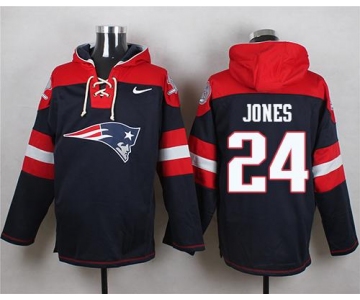 Nike Patriots #24 Cyrus Jones Navy Blue Player Pullover NFL Hoodie