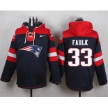 Nike Patriots #33 Kevin Faulk Navy Blue Player Pullover NFL Hoodie