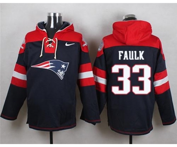 Nike Patriots #33 Kevin Faulk Navy Blue Player Pullover NFL Hoodie