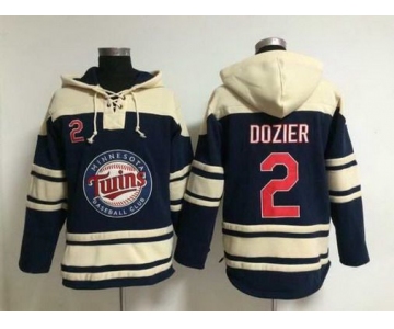 Men's Minnesota Twins #2 Brian Dozier Alternate Navy Blue MLB Hoodie