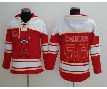 Men's LA Angels Of Anaheim #56 Kole Calhoun Red Baseball MLB Hoodie