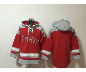 Men's Los Angeles Angels Blank Red Ageless Must-Have Lace-Up Pullover Hoodie