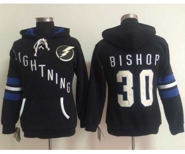 Tampa Bay Lightning #30 Ben Bishop Black Women's Old Time Heidi NHL Hoodie