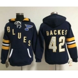 St. Louis Blues #42 David Backes Navy Blue Women's Old Time Heidi NHL Hoodie