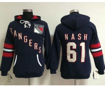 New York Rangers #61 Rick Nash Navy Blue Women's Old Time Heidi NHL Hoodie