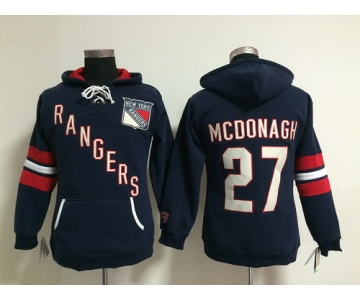 Old Time Hockey New York Rangers #27 Ryan McDonagh Navy Blue Womens Hoodie