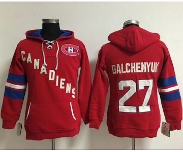 Montreal Canadiens #27 Alex Galchenyuk Red Women's Old Time Heidi NHL Hoodie