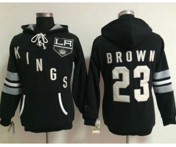 Los Angeles Kings #23 Dustin Brown Black Women's Old Time Heidi Hoodie