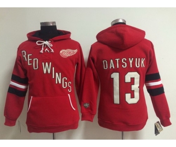 Old Time Hockey Detroit Red Wings #13 Pavel Datsyuk Red Womens Hoodie