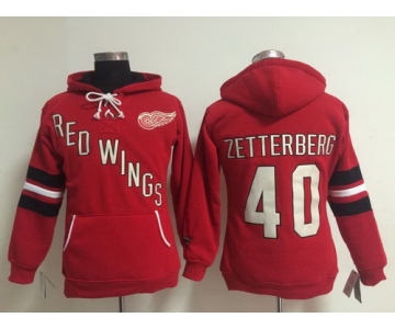 Old Time Hockey Detroit Red Wings #40 Henrik Zetterberg Red Womens Hoodie