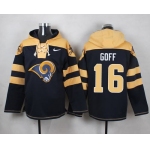 Nike Rams #16 Jared Goff Navy Blue Player Pullover Hoodie