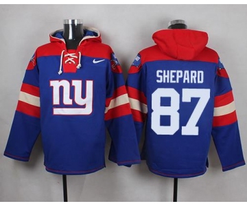 Nike Giants #87 Sterling Shepard Royal Blue Player Pullover NFL Hoodie