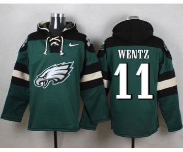 Nike Eagles #11 Carson Wentz Midnight Green Player Pullover Hoodie