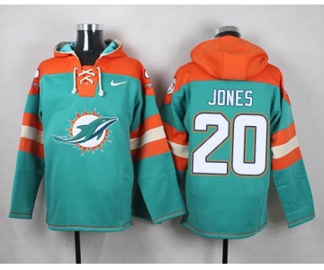 Nike Dolphins #20 Reshad Jones Aqua Green Player Pullover NFL Hoodie